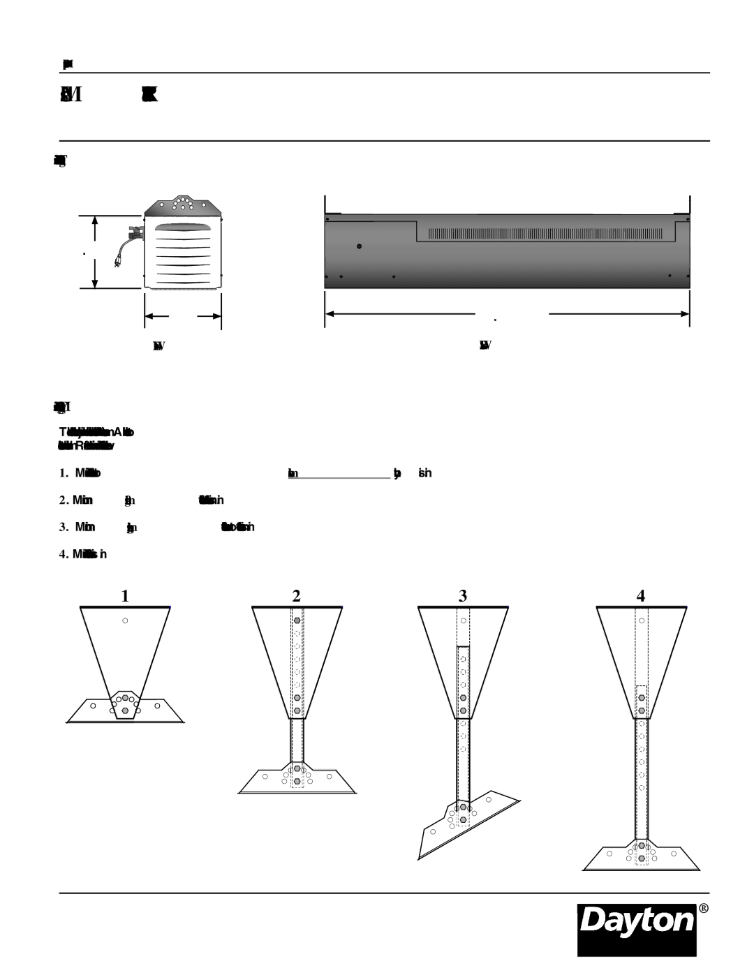 Dayton 1RVT7, 1RVT8 manual Patio Heater Dimensions 