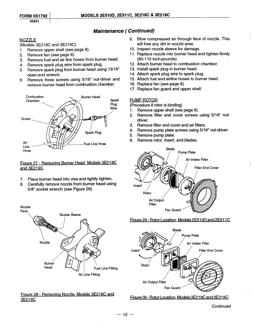 Dayton 2E511C manual 