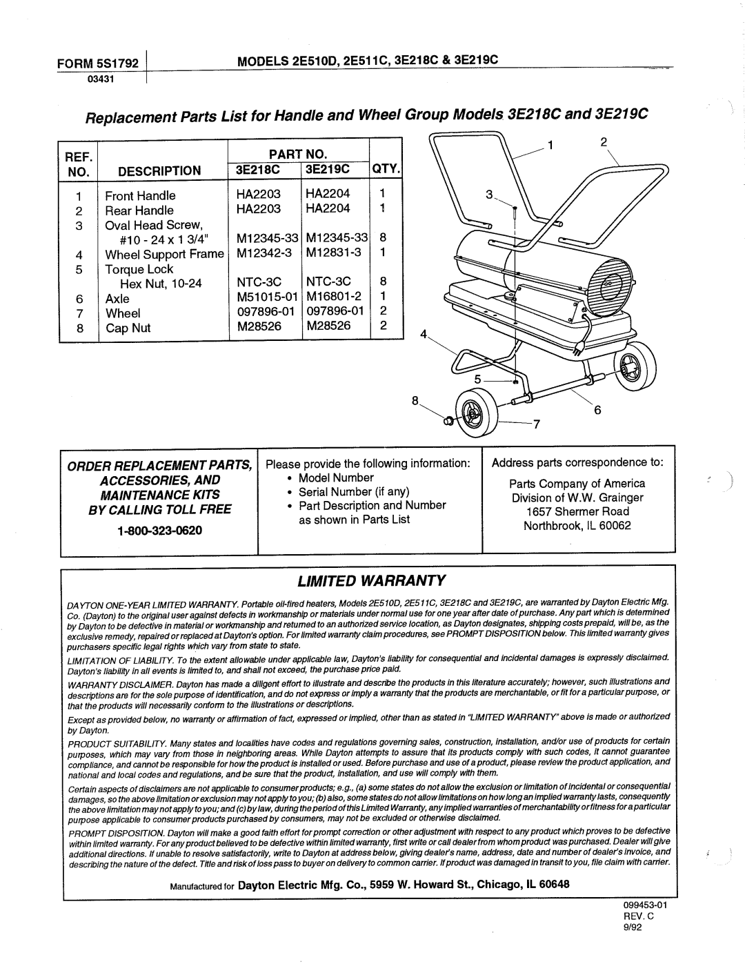 Dayton 2E511C manual 