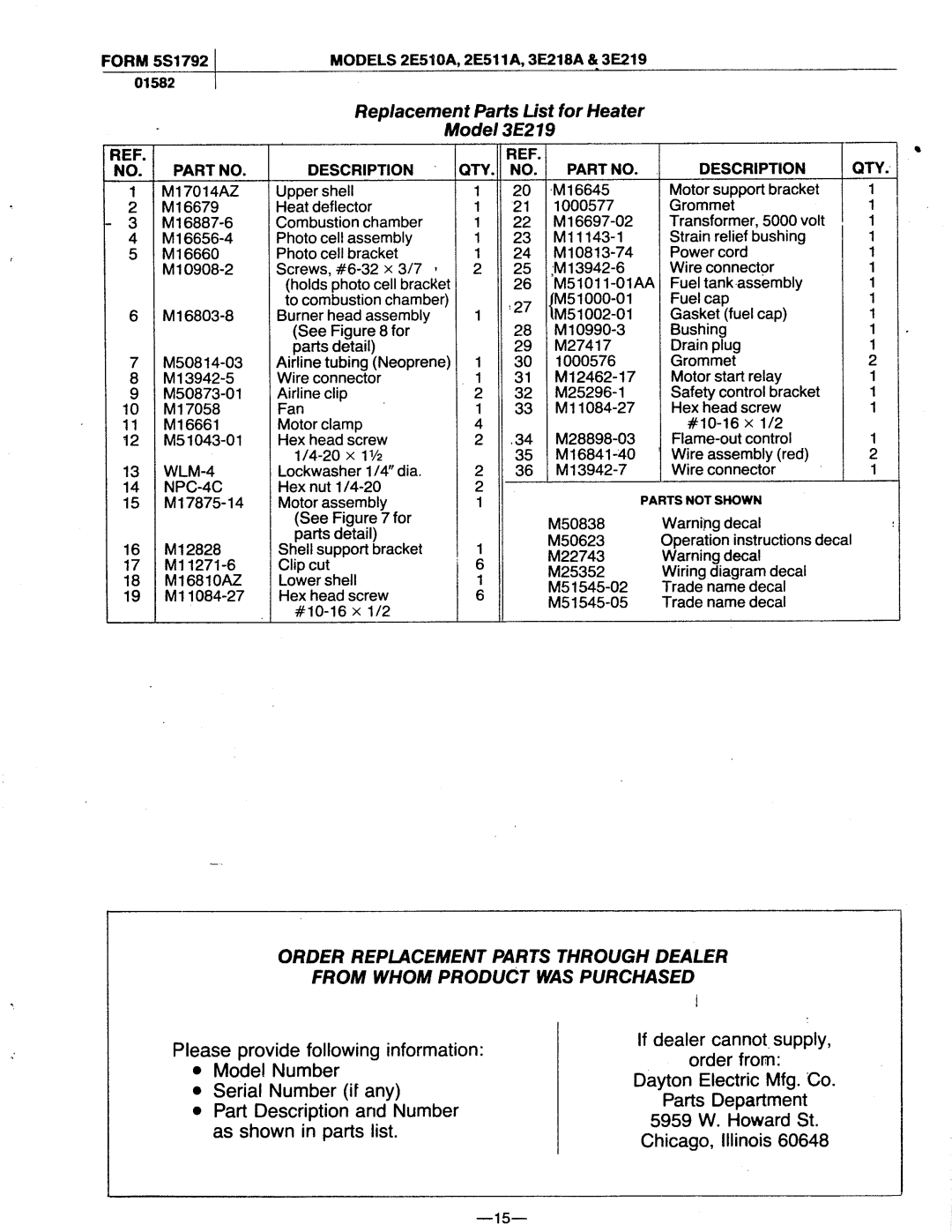 Dayton 2E510A, 3E218A, 3.00E+219, 2E511A manual 