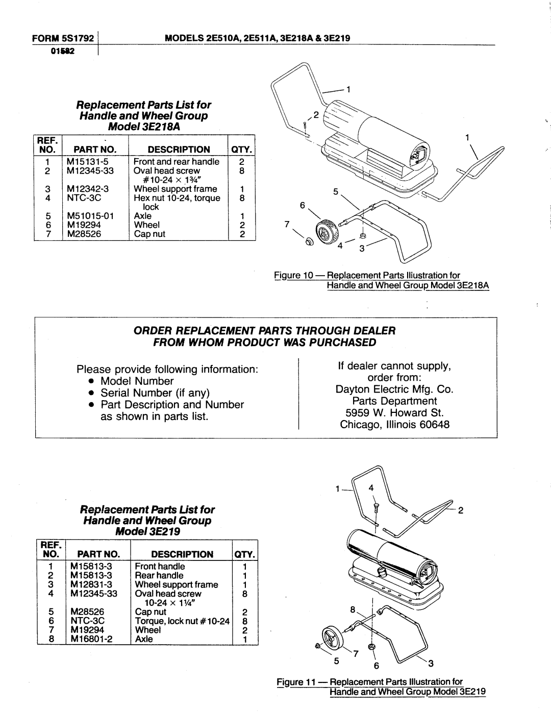 Dayton 3E218A, 3.00E+219, 2E511A, 2E510A manual 