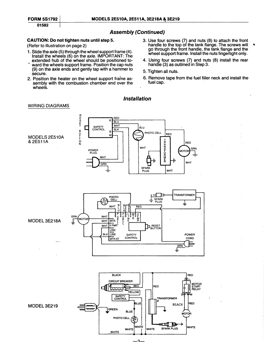 Dayton 2E510A, 3E218A, 3.00E+219, 2E511A manual 