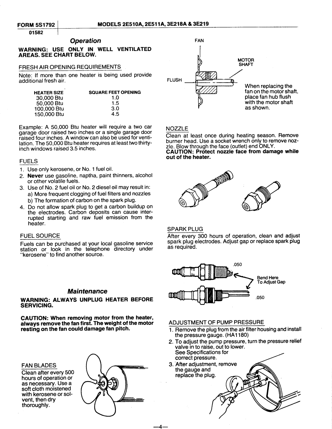 Dayton 3E218A, 3.00E+219, 2E511A, 2E510A manual 