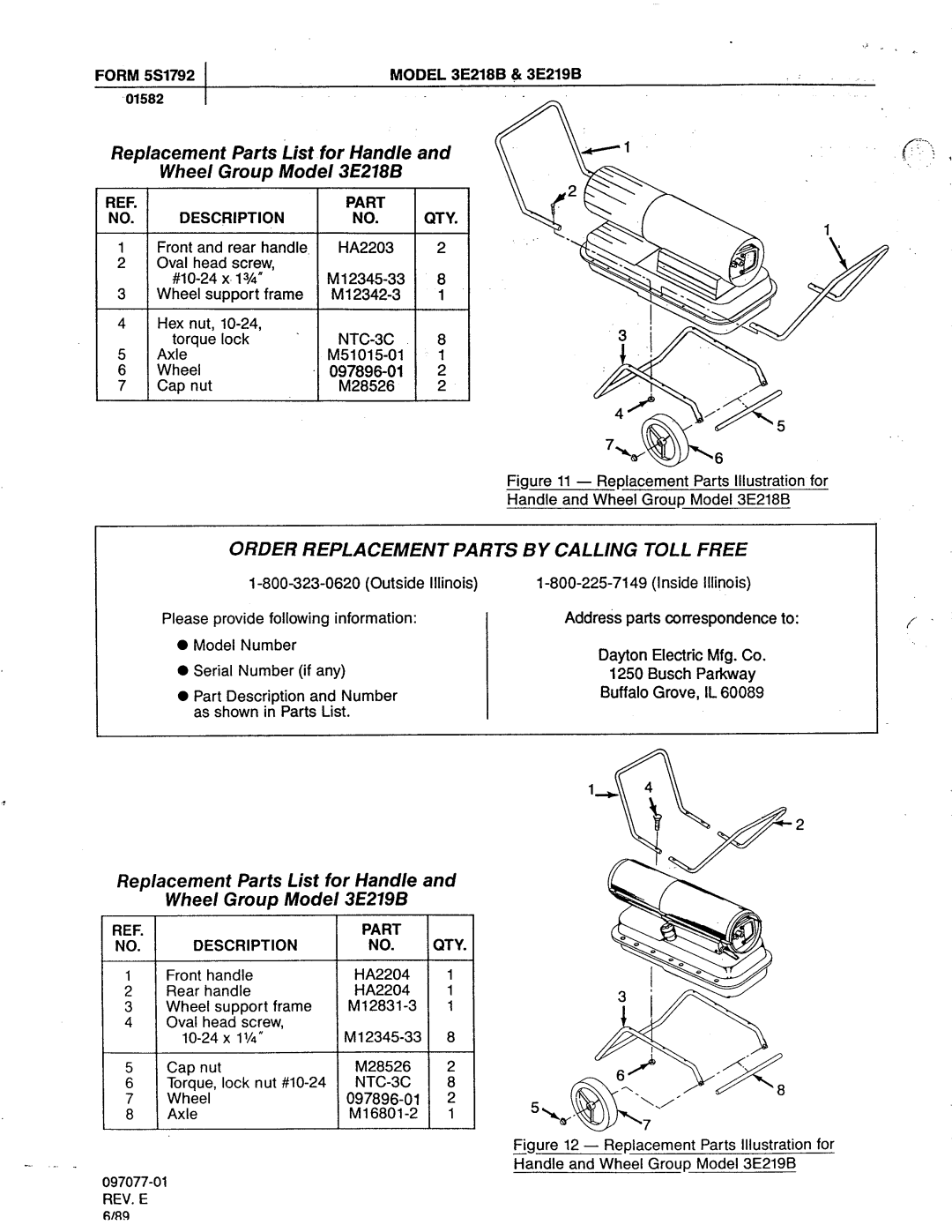 Dayton 3E218B, 2E511B, 3E219B, 2E510C manual 