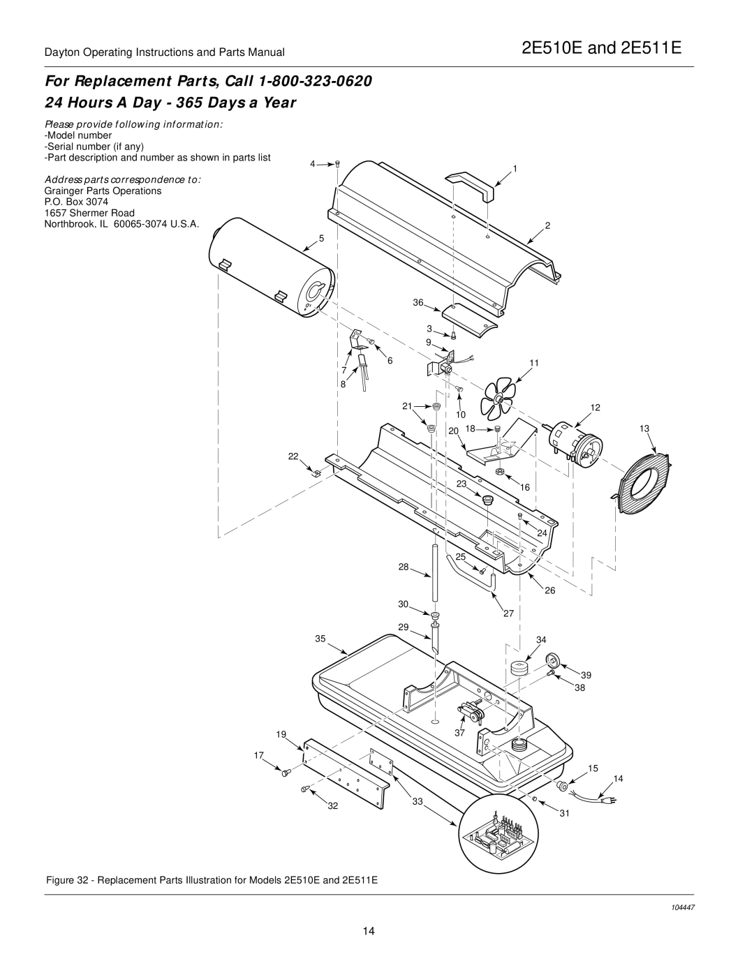 Dayton 3E219D specifications 2E510E and 2E511E 