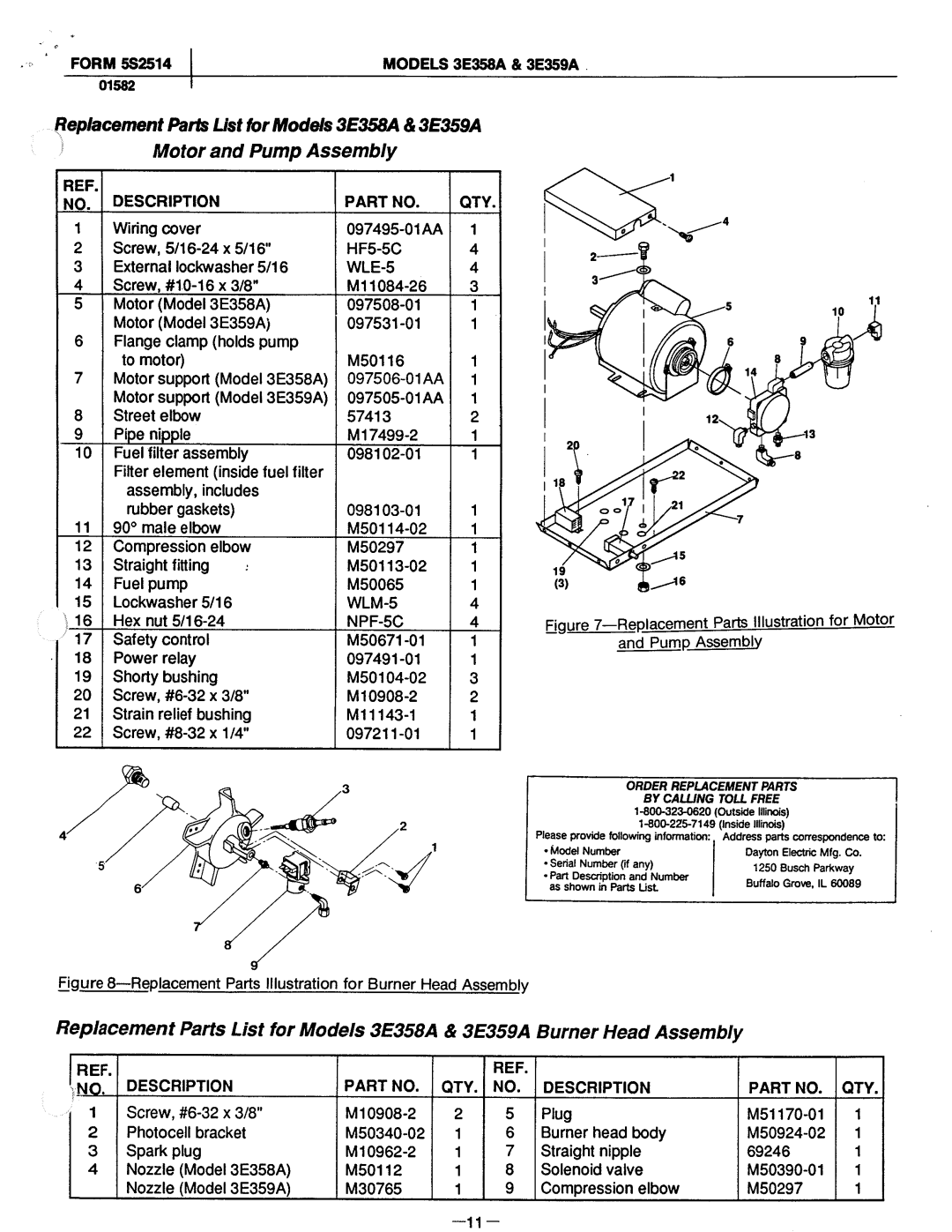 Dayton 3E358A, 3E359A manual 