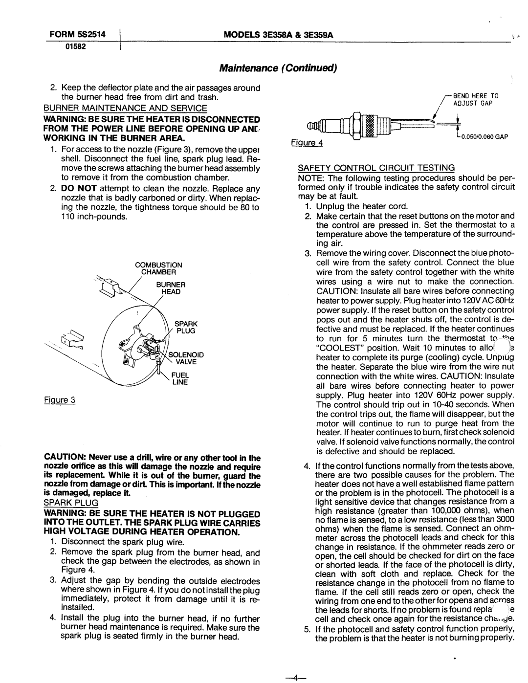 Dayton 3E359A, 3E358A manual 