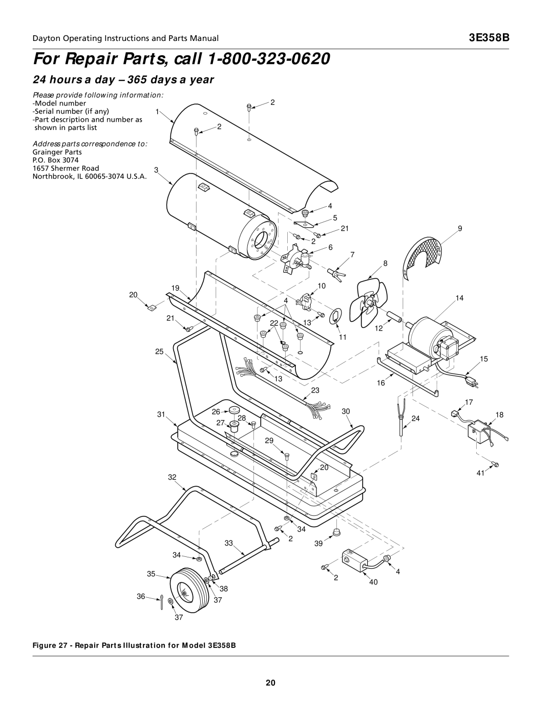 Dayton 3E359B specifications 3E358B 