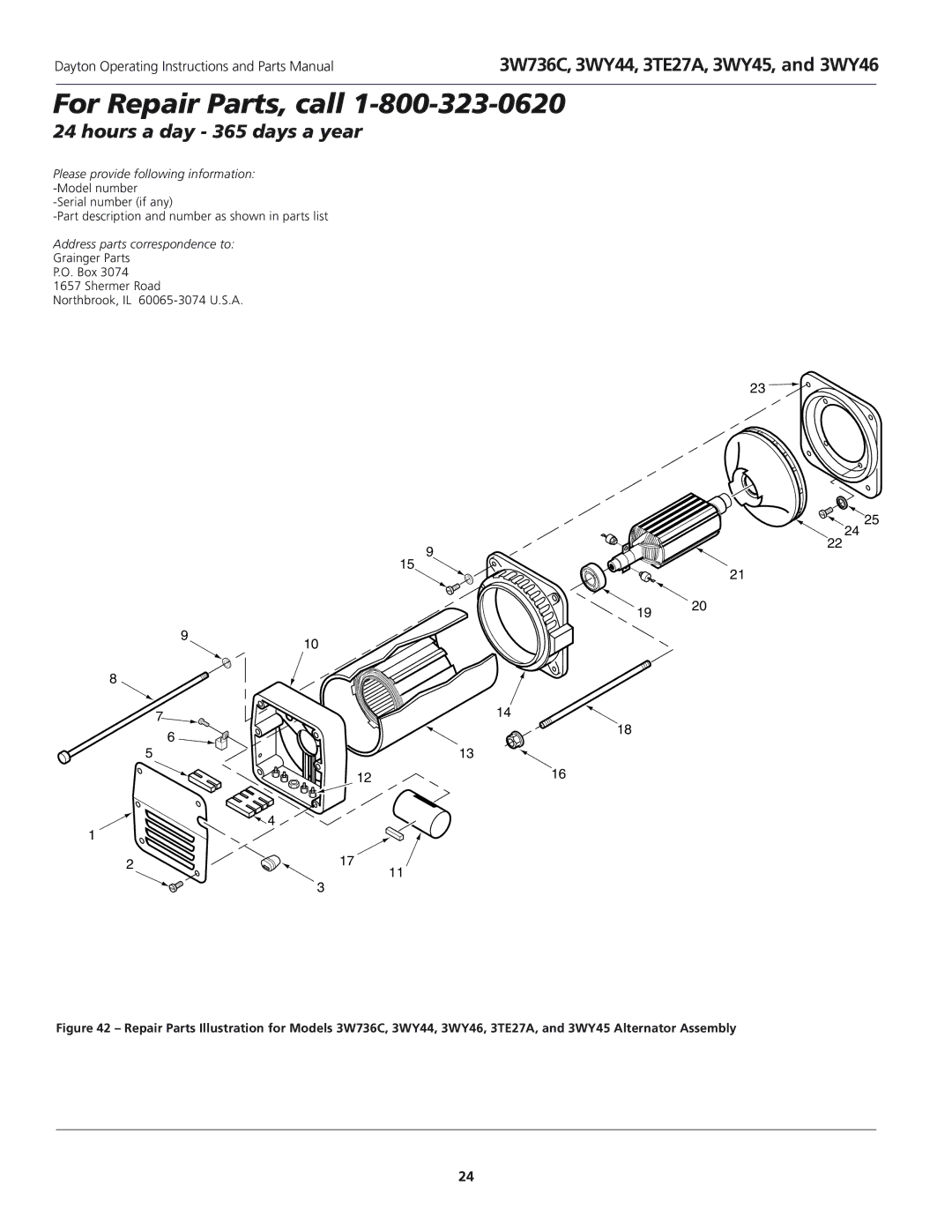 Dayton 3WY47 installation instructions 3W736C, 3WY44, 3TE27A, 3WY45, and 3WY46 