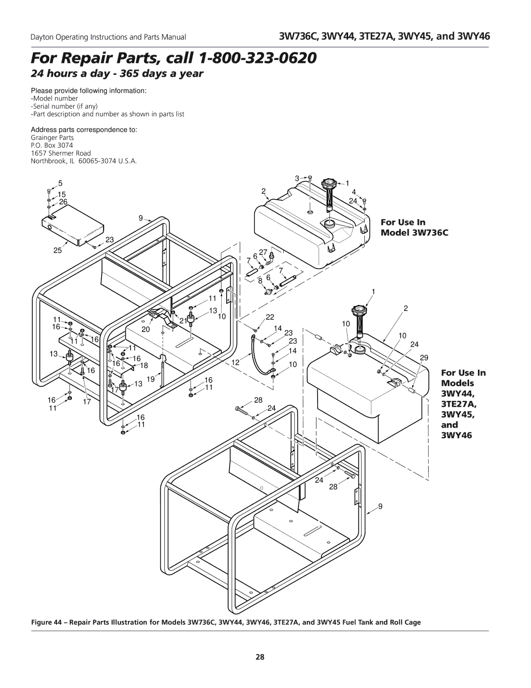 Dayton 3WY47 installation instructions 3W736C, 3WY44, 3TE27A, 3WY45, and 3WY46 