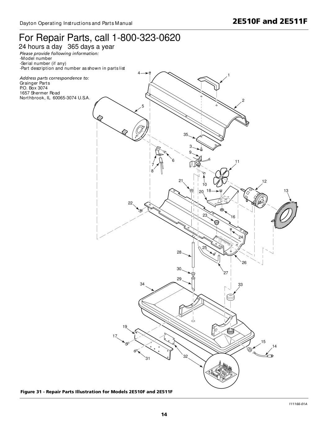 Dayton 5S1792 specifications 2E510F and 2E511F 