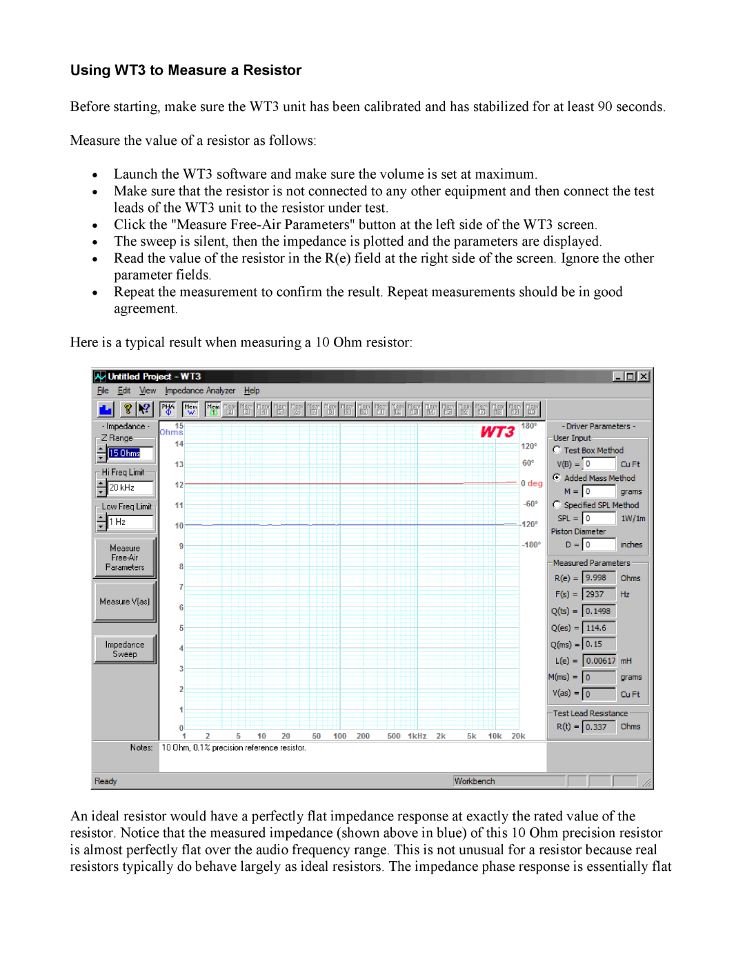 Dayton manual Using WT3 to Measure a Resistor 