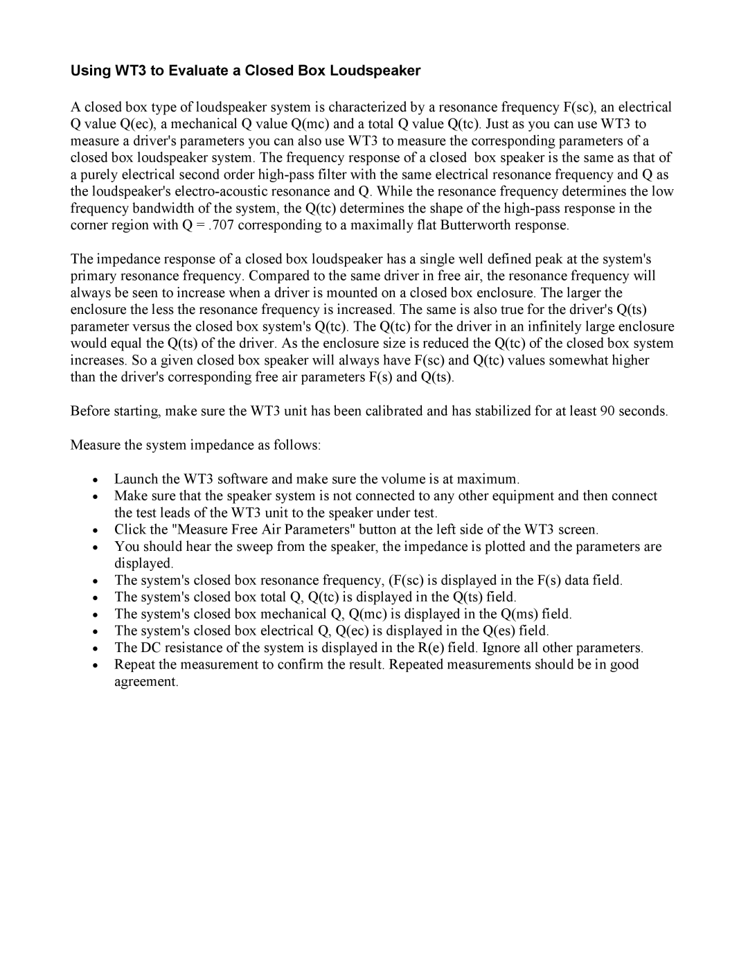 Dayton manual Using WT3 to Evaluate a Closed Box Loudspeaker 
