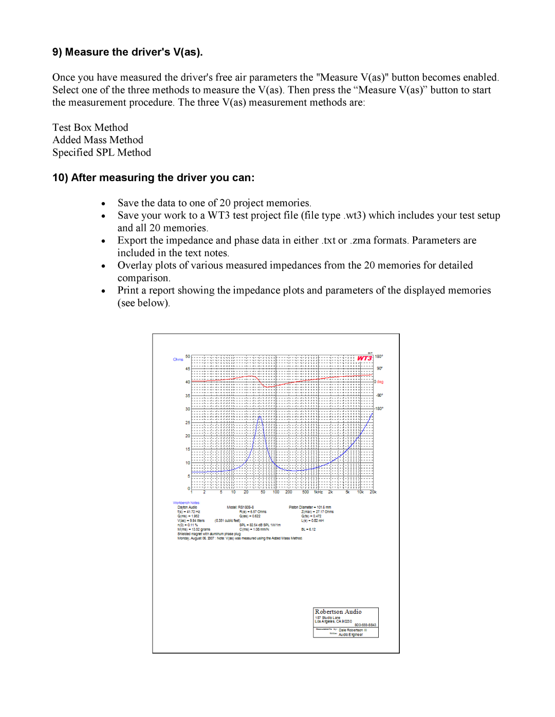 Dayton WT3 manual Measure the drivers Vas, After measuring the driver you can 