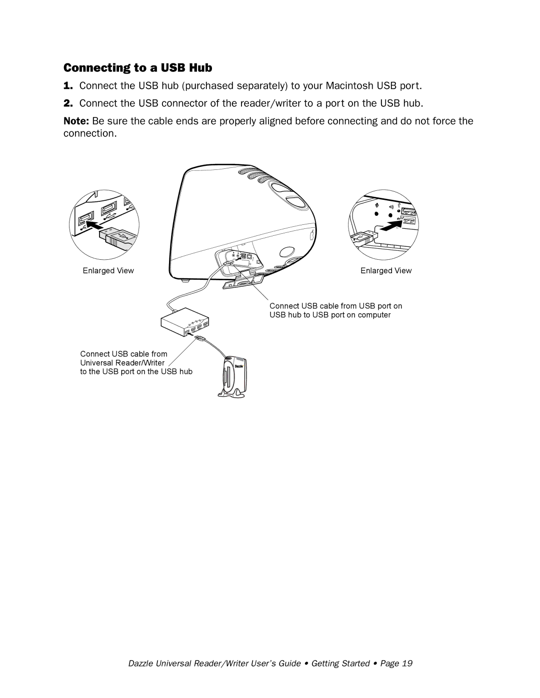 Dazzle Multimedia None manual Connecting to a USB Hub 