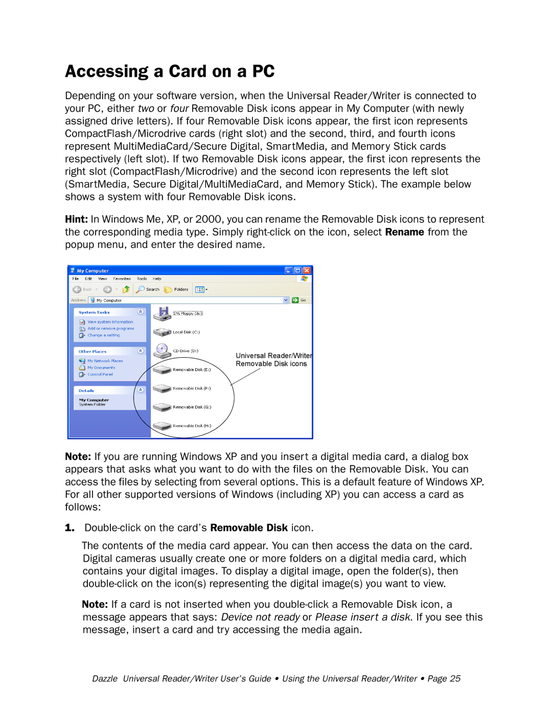 Dazzle Multimedia None manual Accessing a Card on a PC 