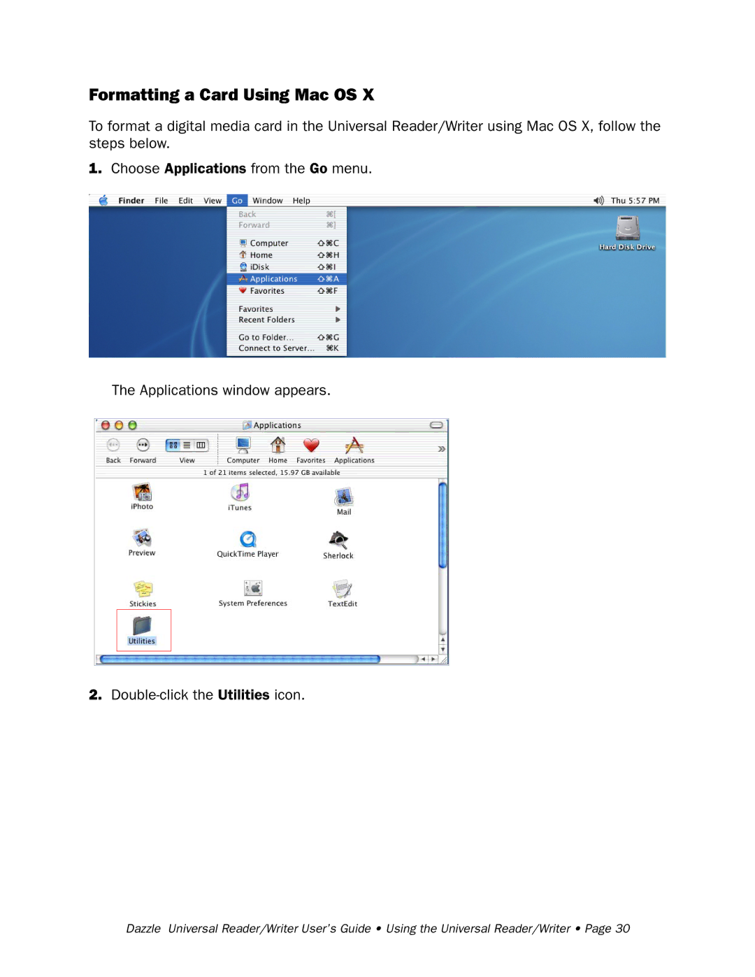 Dazzle Multimedia None manual Formatting a Card Using Mac OS 