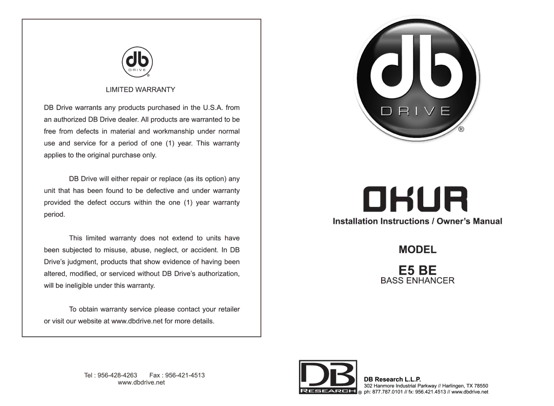 DB Drive E5 BE manual 