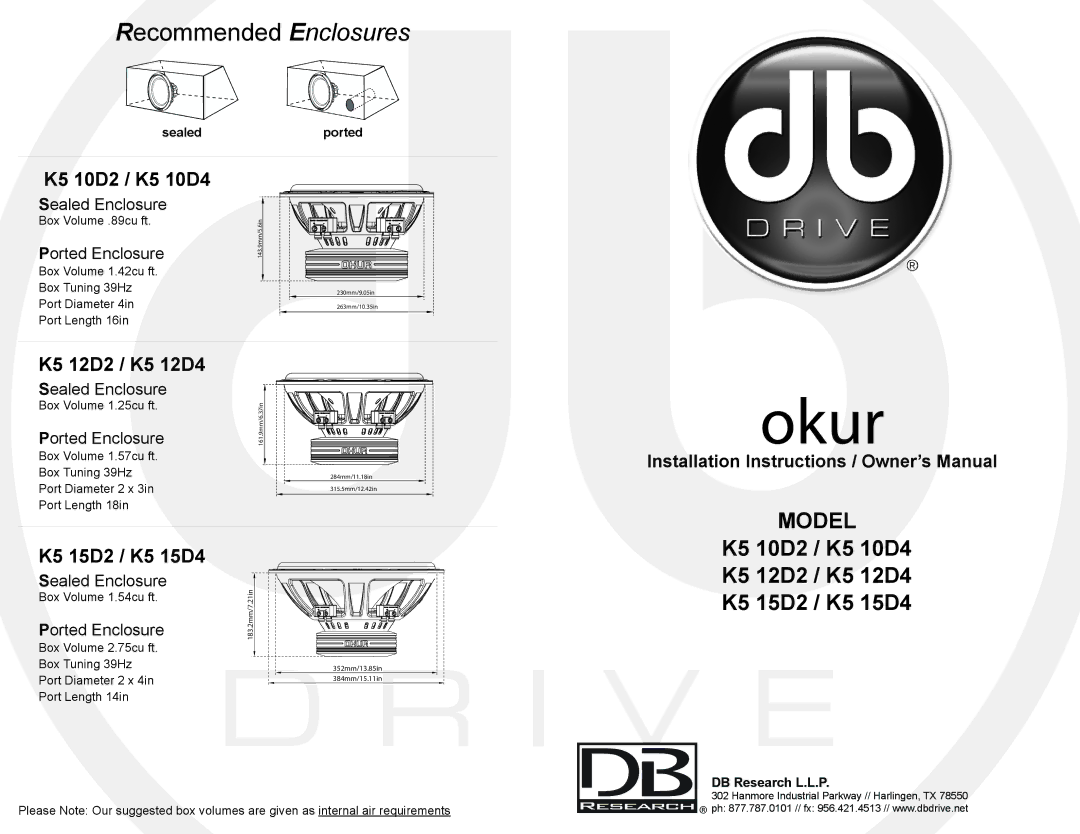 DB Drive K510D4 specifications K5 10D2 / K5 10D4, K5 12D2 / K5 12D4, K5 15D2 / K5 15D4 