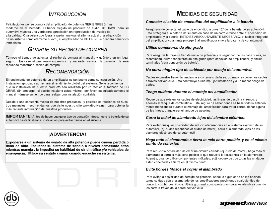 DB Drive SPA90.2, SPA150.4, SPA90.4, SPA1600D, SPA1000D, SPA1900D, SPA1300D instruction manual Medidas DE Seguridad 