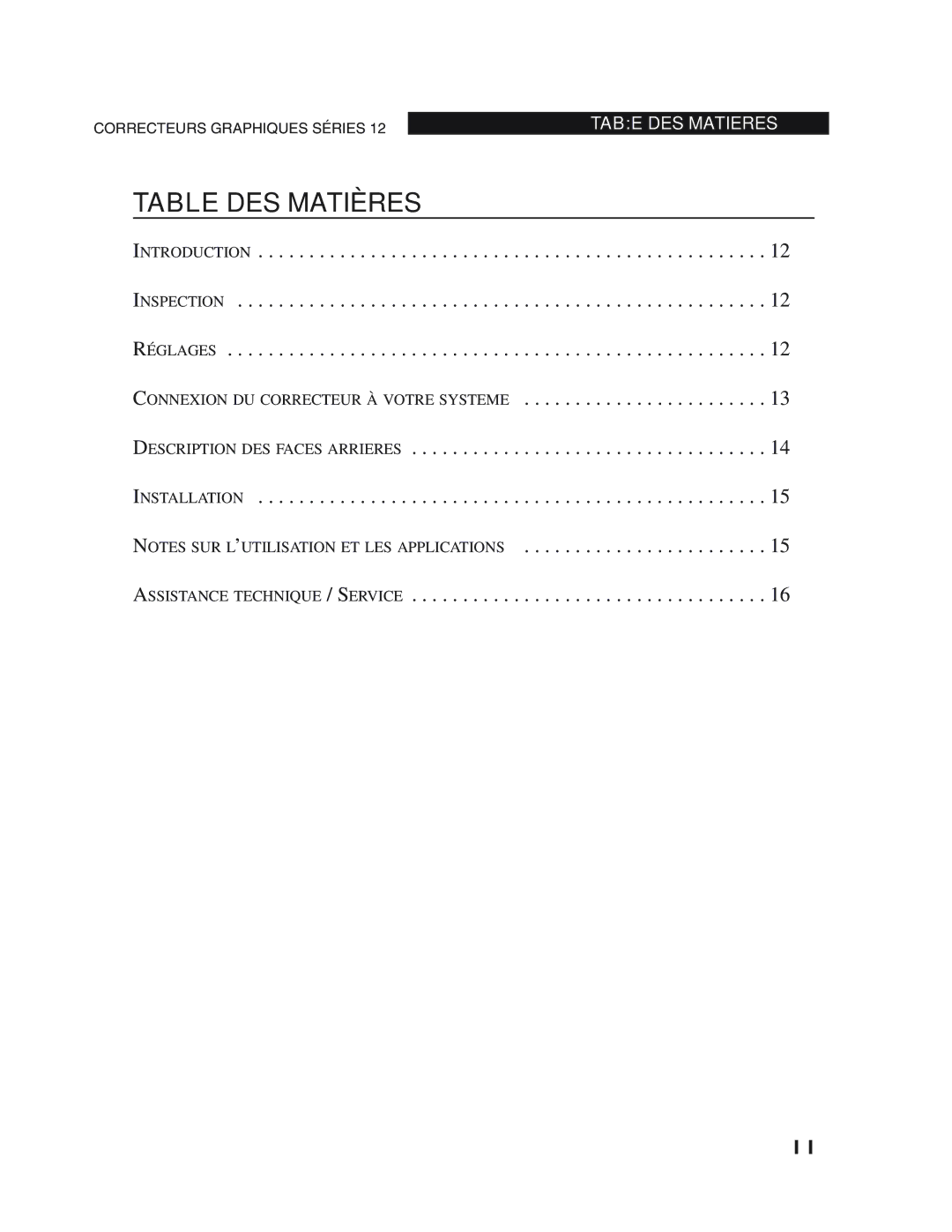 dbx Pro 12 Series operation manual Table DES Matières, Connexion DU Correcteur À Votre Systeme 