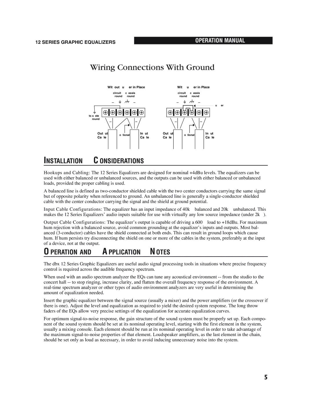 dbx Pro 12 Series operation manual Installation Considerations, Operation and Application Notes 