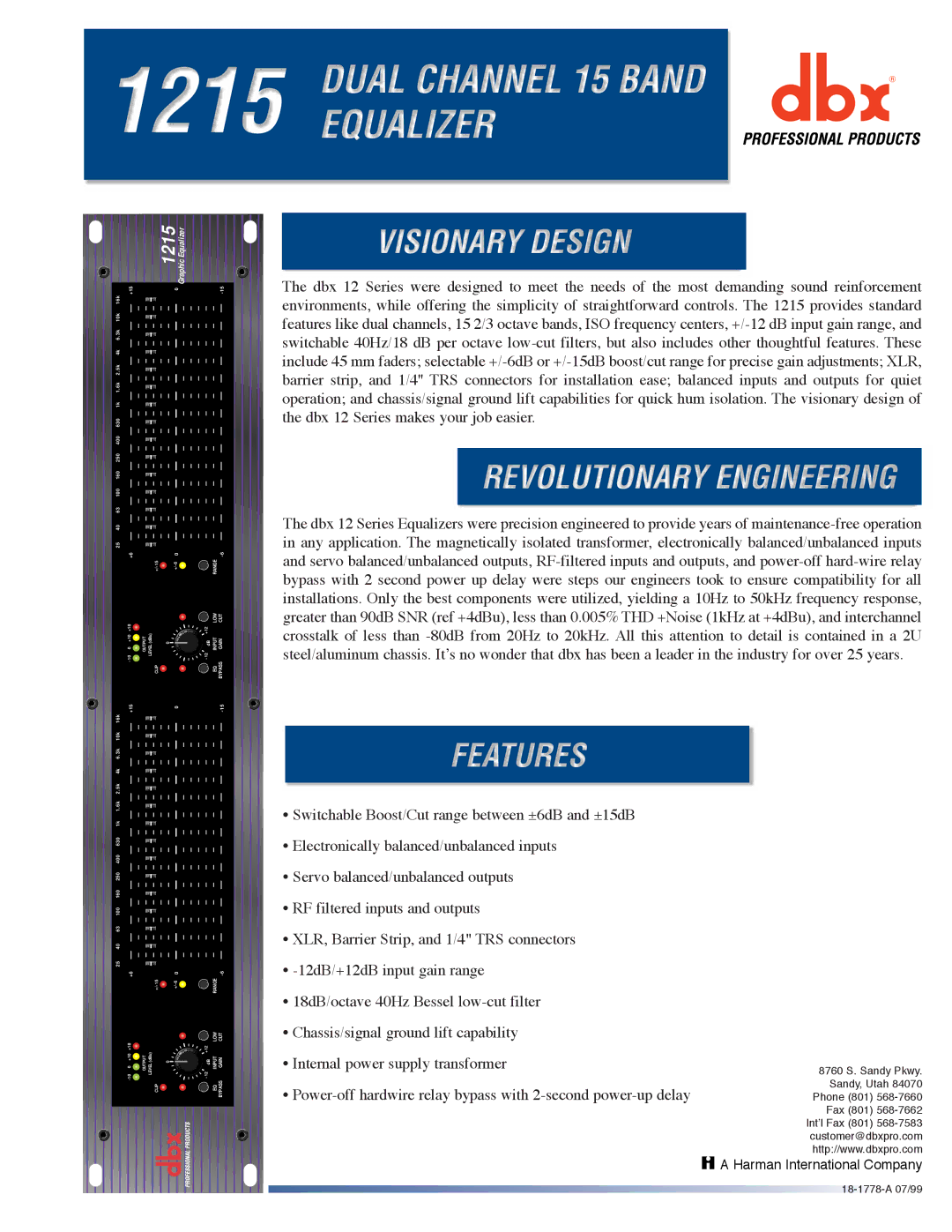 dbx Pro 1215 manual GraphicEqualizer 