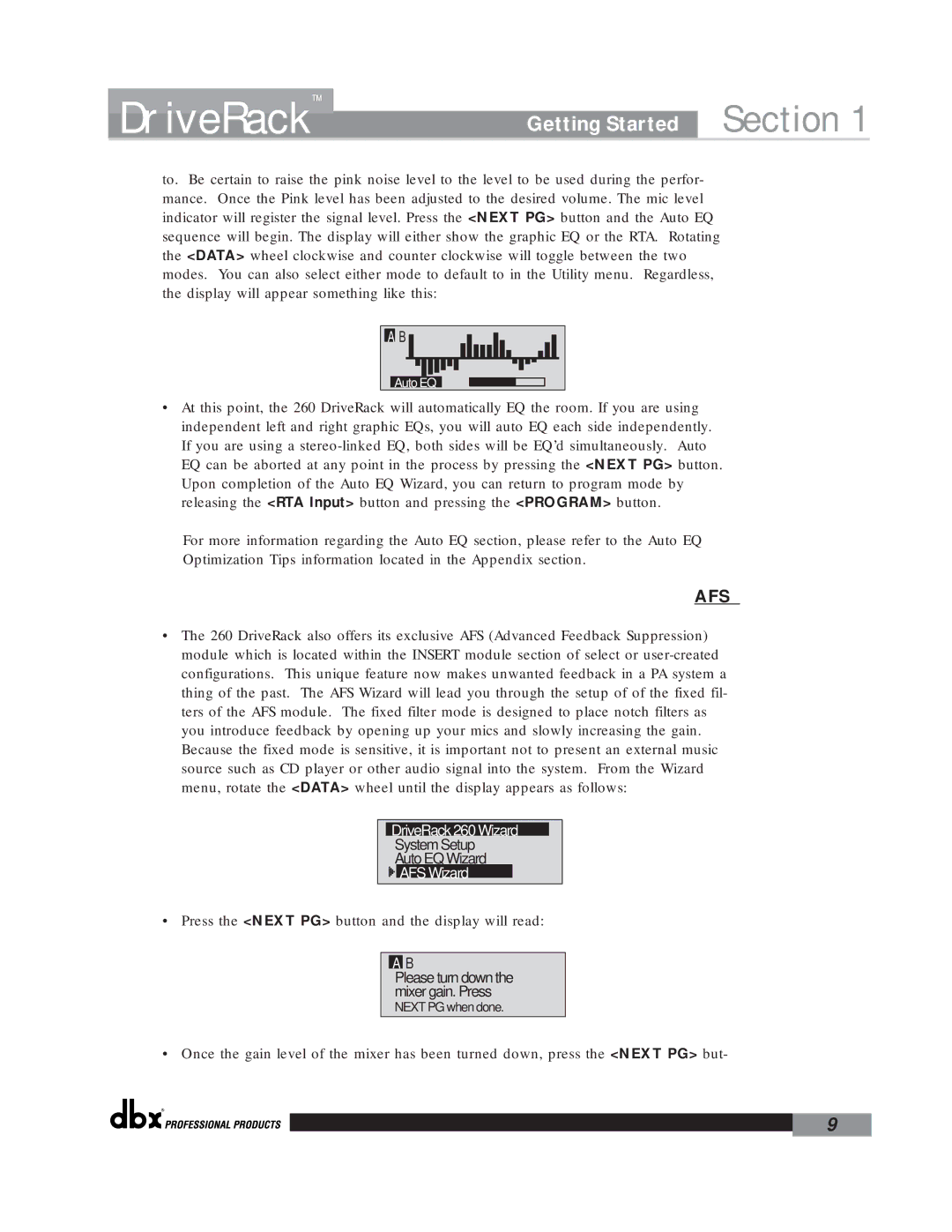 dbx Pro 260 user manual Afs 