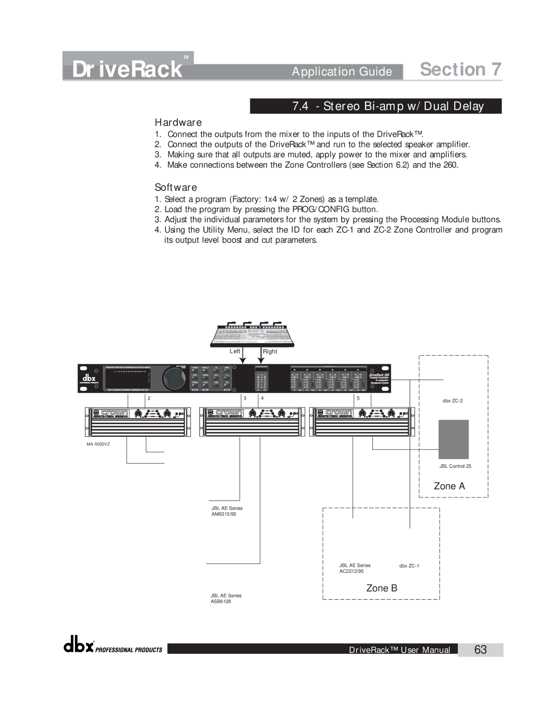 dbx Pro 260 user manual DriveRack, Stereo Bi-amp w/ Dual Delay 