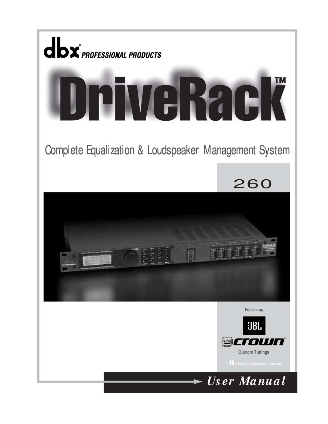 dbx Pro 260 user manual Featuring, Custom Tunings 