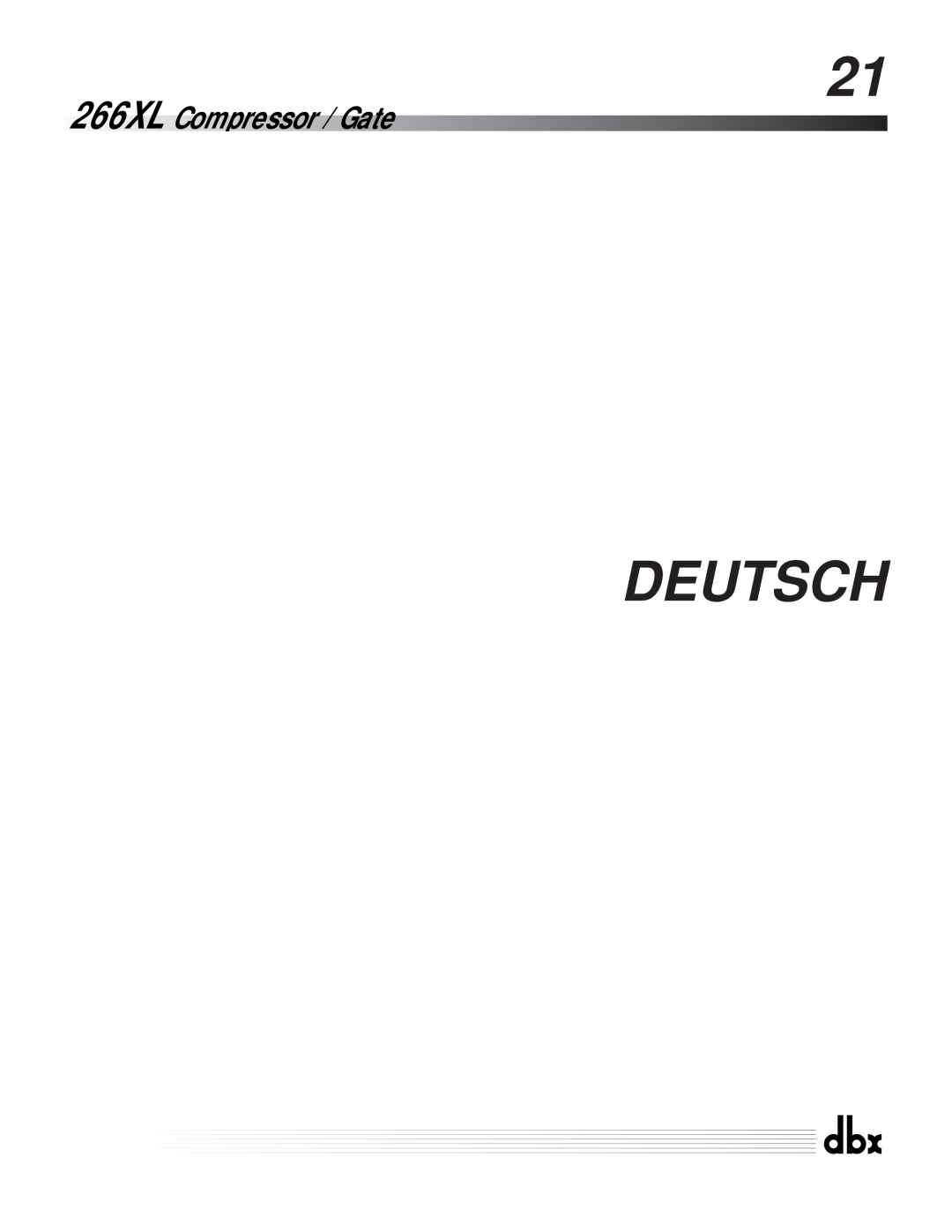 dbx Pro manuel dutilisation Deutsch, 266XL Compressor / Gate 