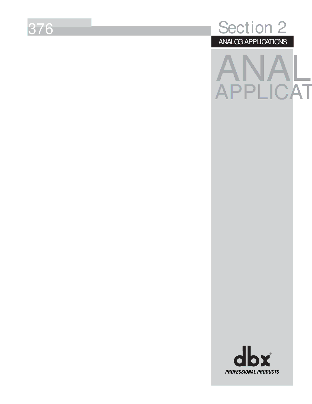 dbx Pro 376 user manual Analog 