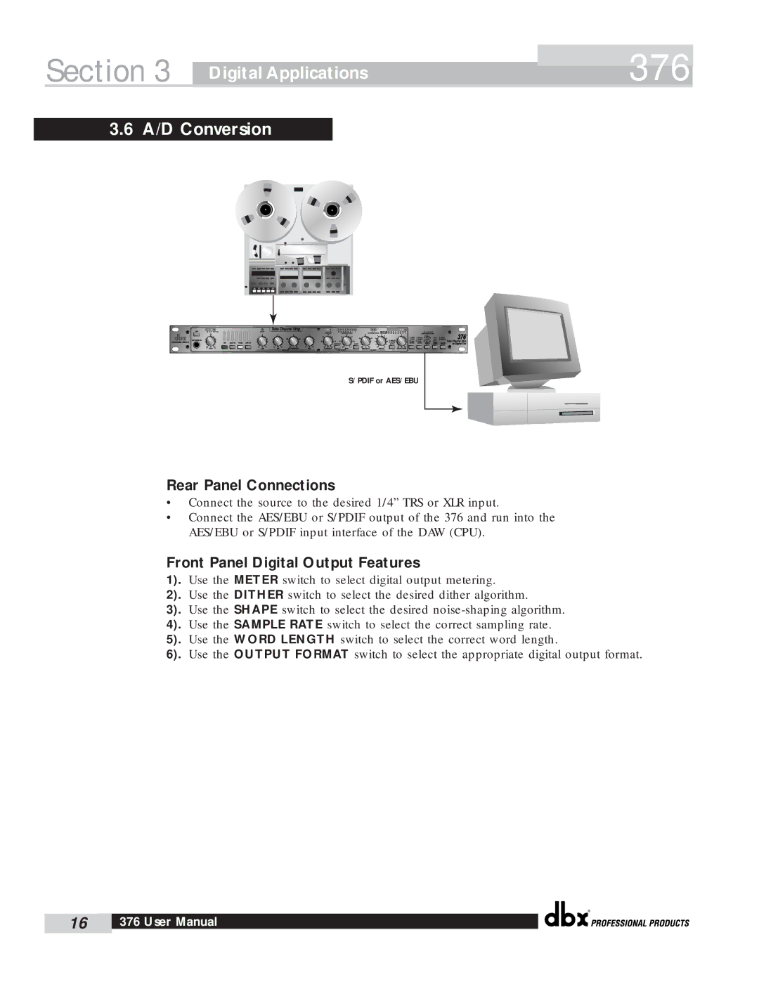 dbx Pro 376 user manual A/D Conversion 