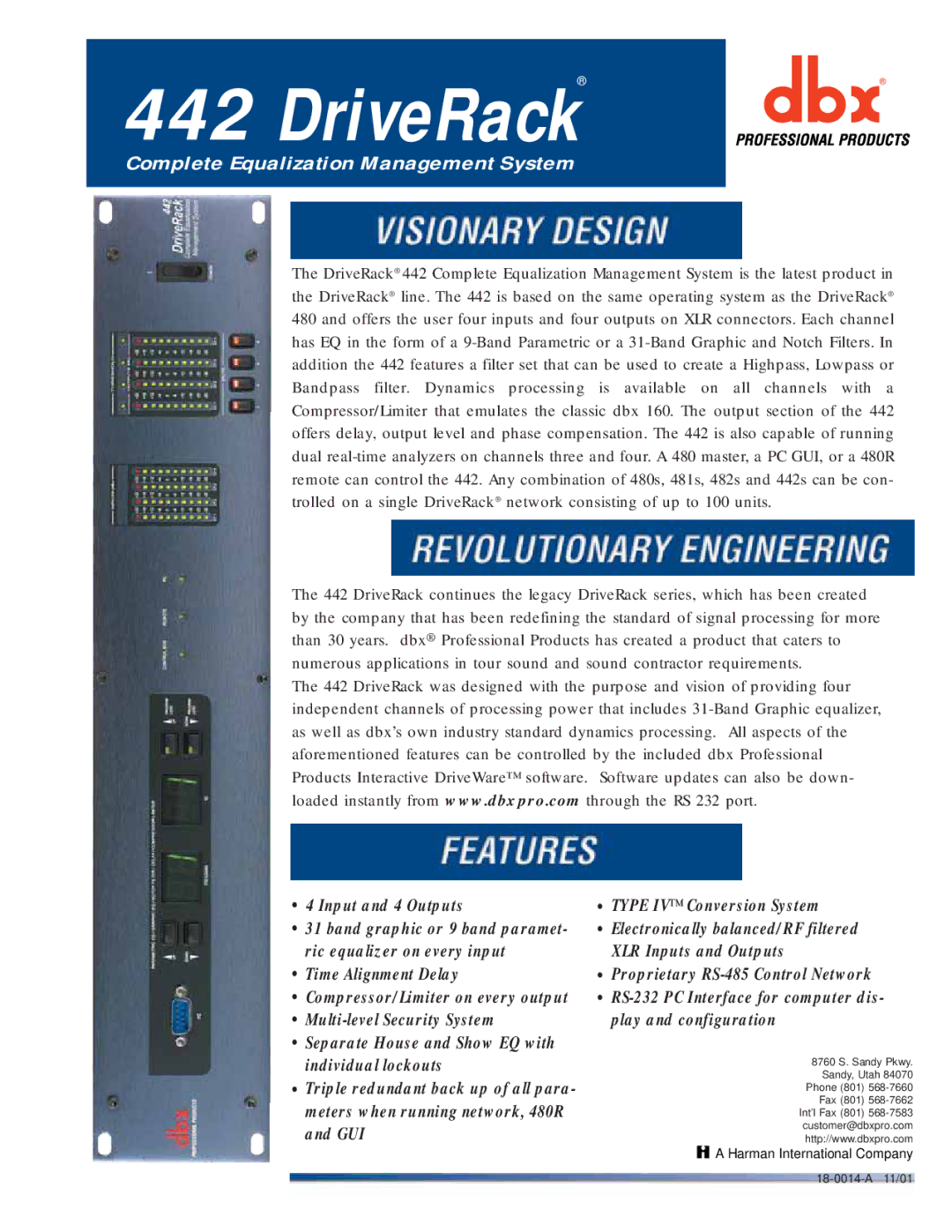 dbx Pro 442 manual DriveRack 