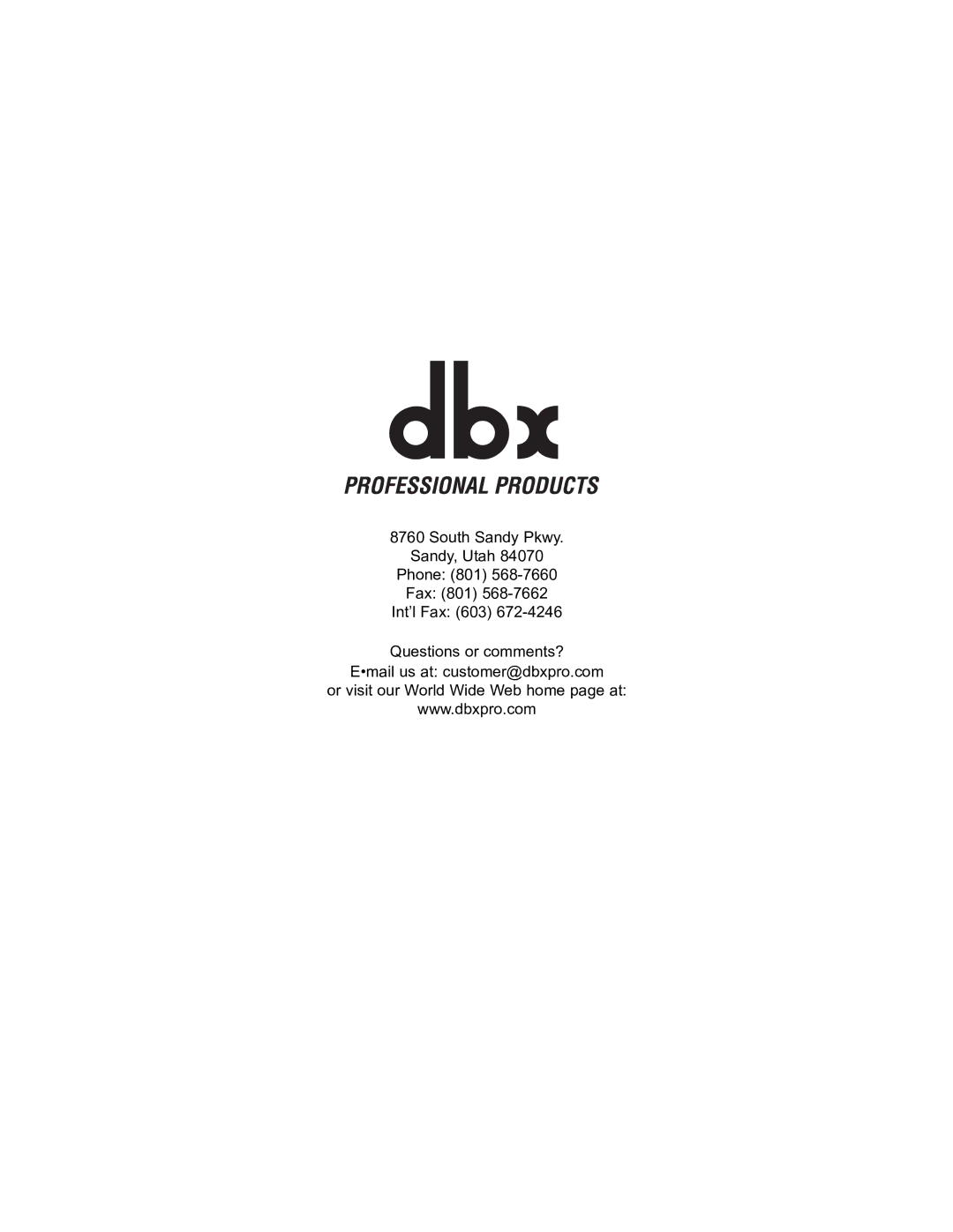 dbx Pro 566 owner manual 