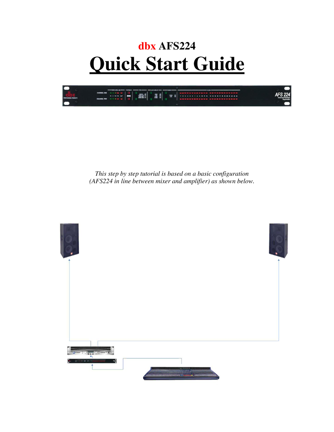 dbx Pro AFS224 quick start Quick Start Guide 