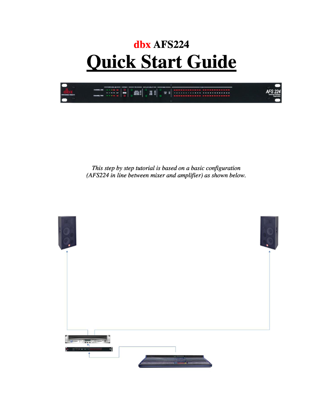 dbx Pro quick start Quick Start Guide, dbx AFS224 