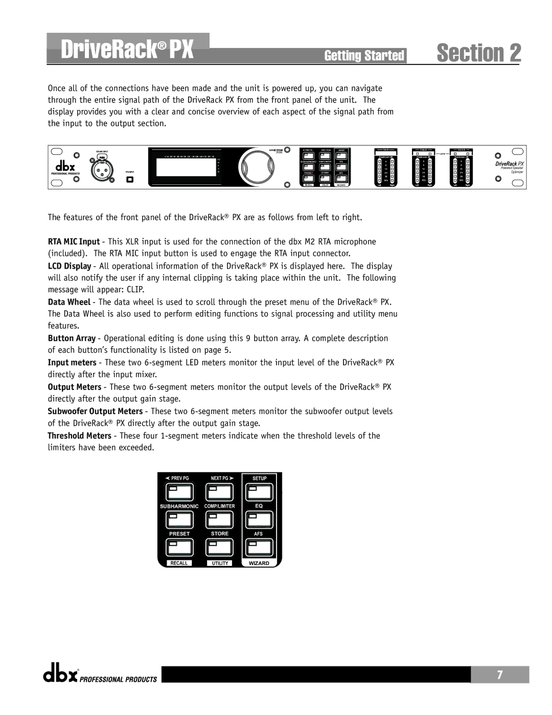 dbx Pro PX user manual Preset Store AFS 