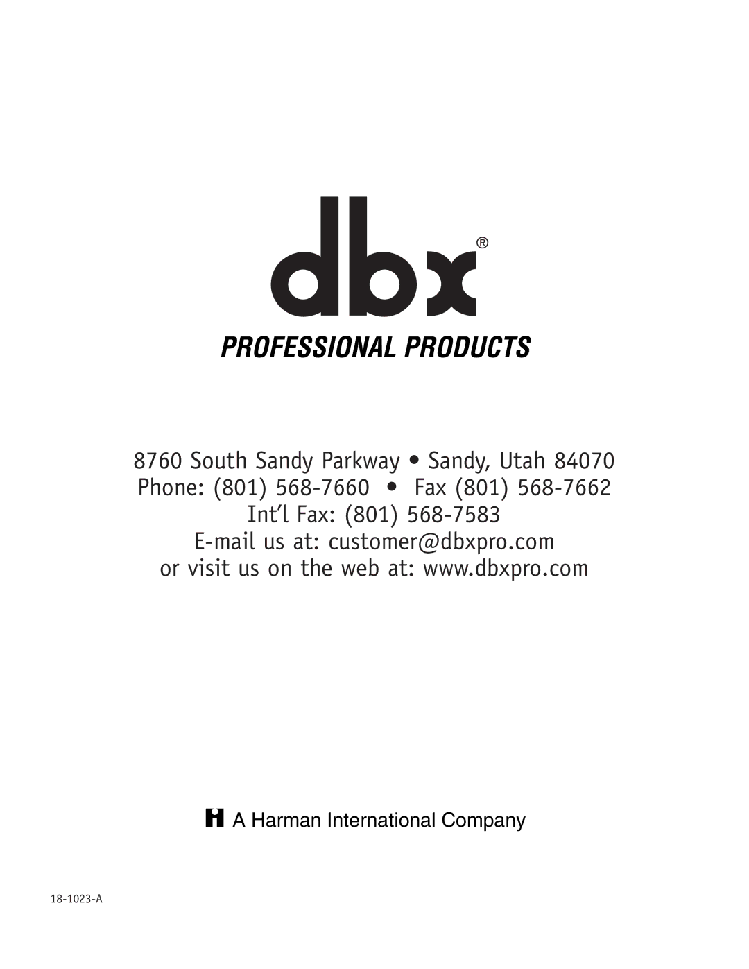 dbx Pro PX user manual Harman International Company 