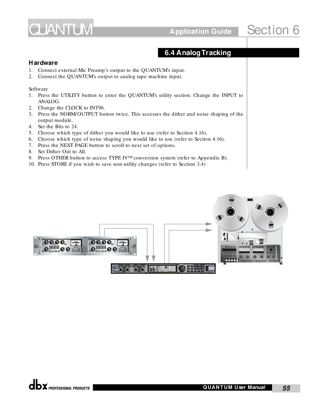 dbx Pro QUANTUM user manual Application Guide Section Analog Tracking, 586 