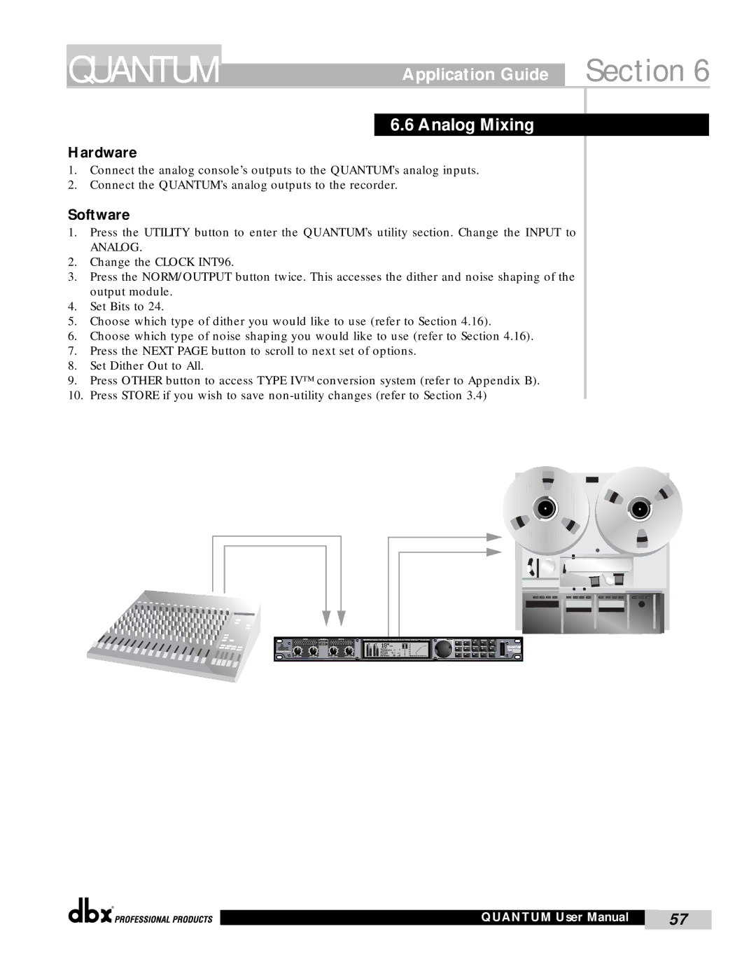 dbx Pro QUANTUM user manual Application Guide Section Analog Mixing 