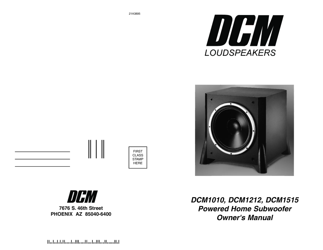 DCM Speakers owner manual DCM1010, DCM1212, DCM1515 Powered Home Subwoofer 