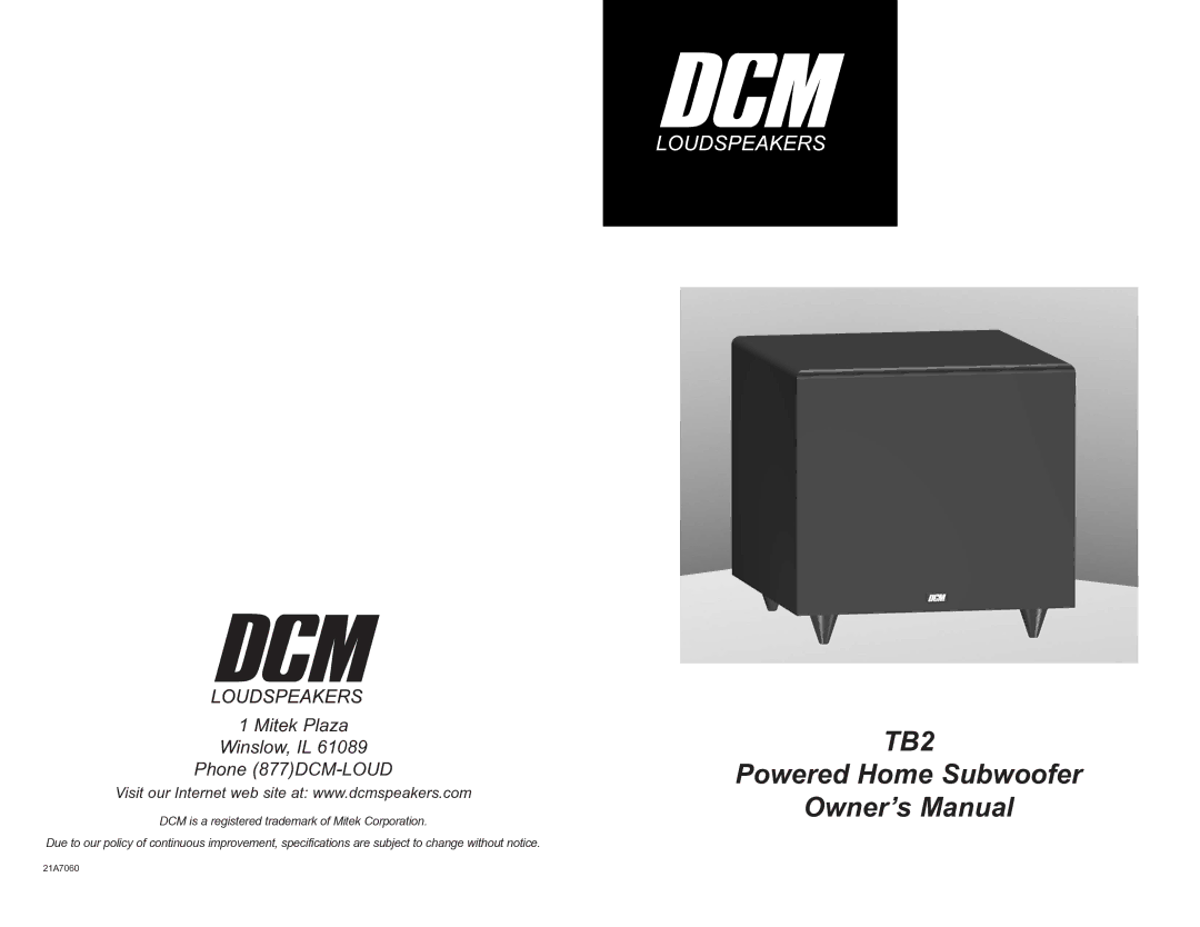 DCM Speakers TB2 owner manual 