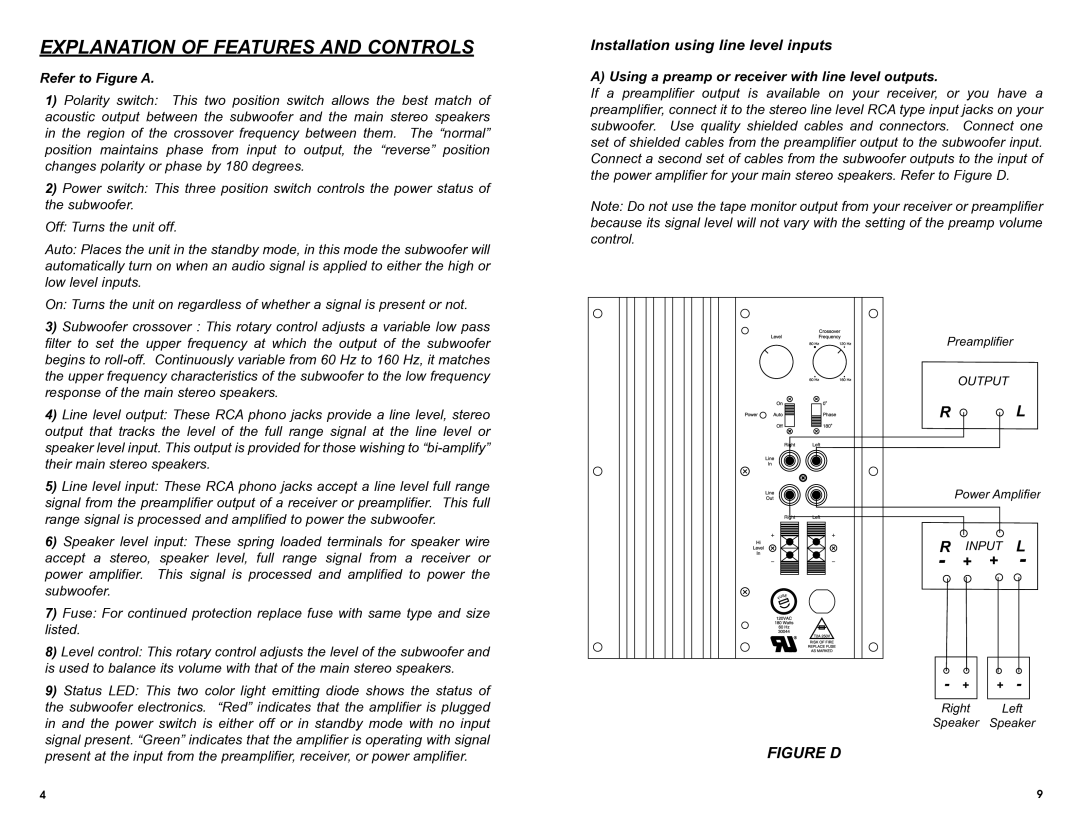 DCM Speakers TB2 owner manual Explanation of Features and Controls, Refer to Figure a 