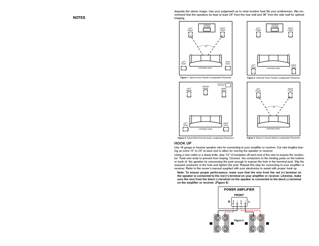 DCM Speakers TFE60C, TFE200, TFE100 owner manual Hook UP, Power Amplifier, Front 