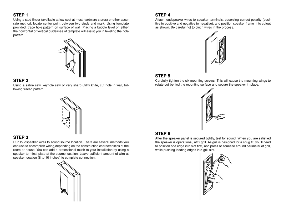 DCM Speakers W825, W625 owner manual Step 