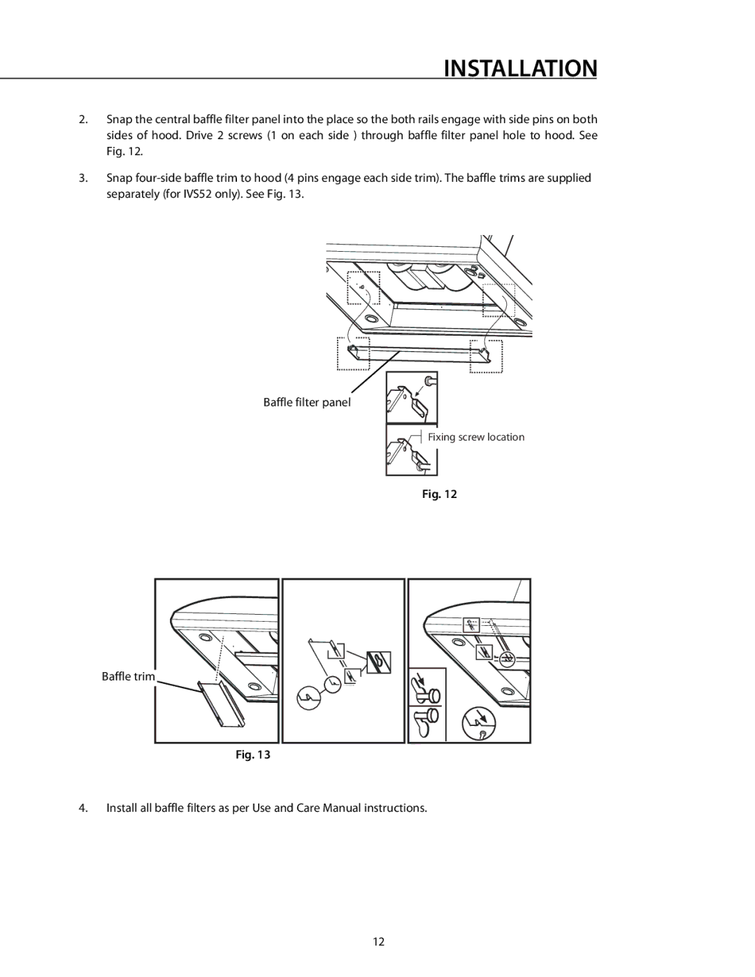 DCS 221712 manual Baffle trim 