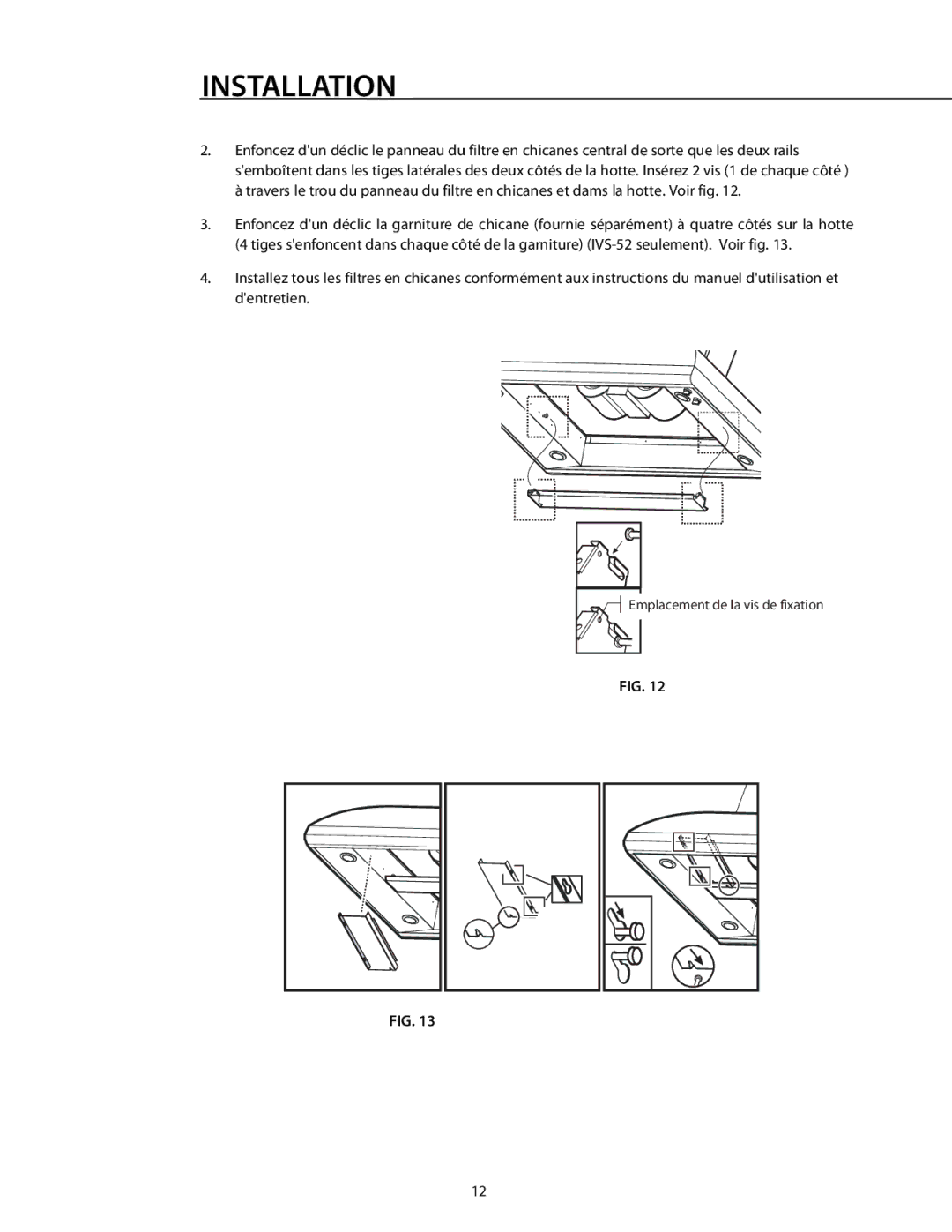 DCS 221712 manual Emplacement de la vis de fixation 