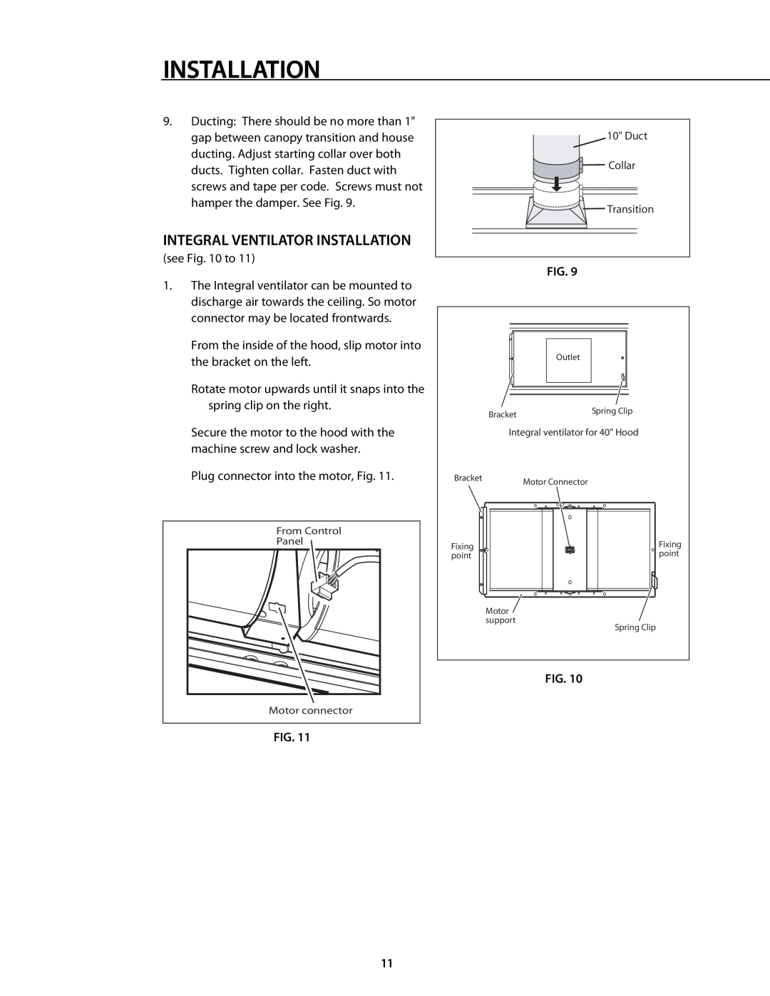 DCS 221712 manual Integral Ventilator Installation 