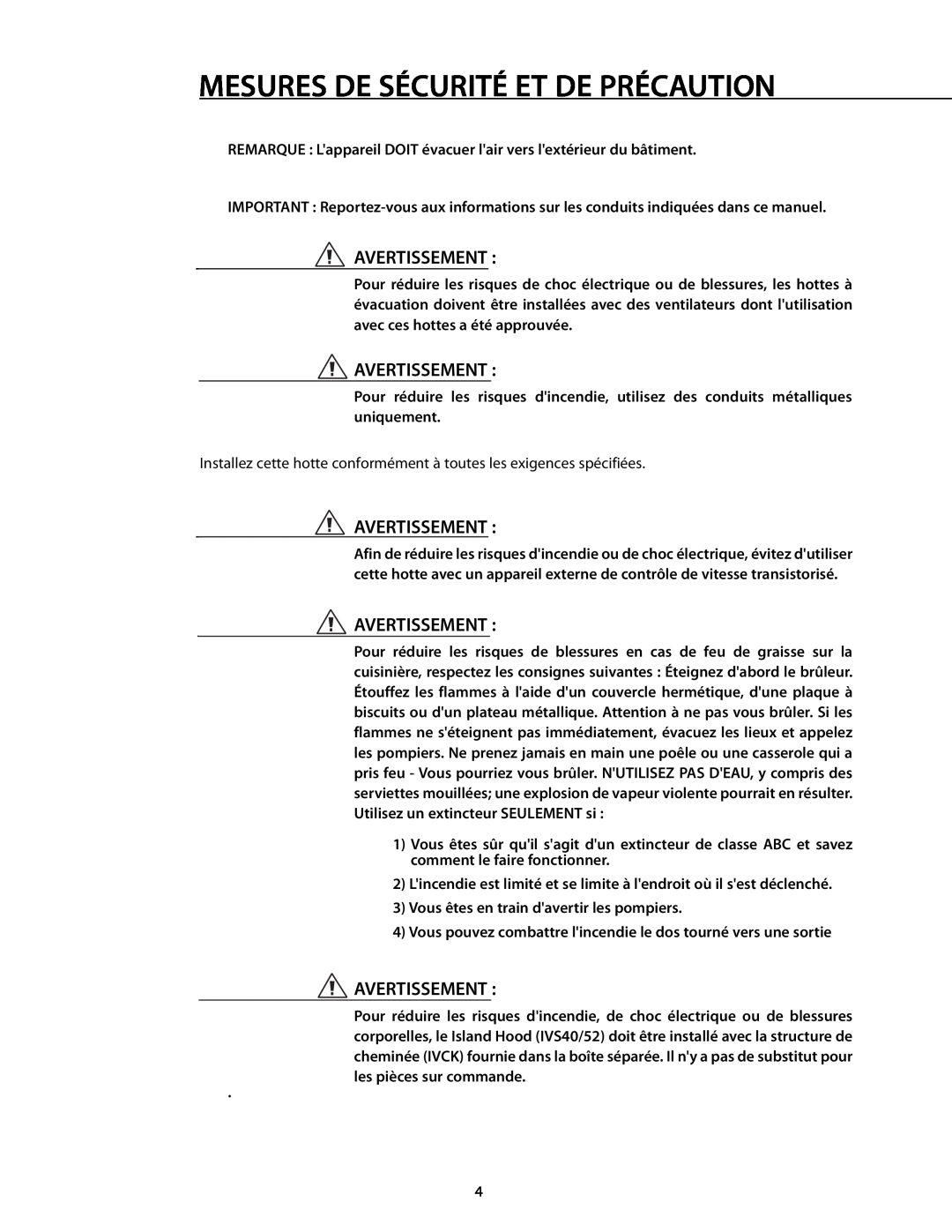 DCS 221712 manual Mesures De Sécurité Et De Précaution, Avertissement 